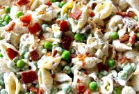 Creamy Bacon and Pea Pasta Salad with Tangy Dressing