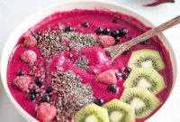 Strawberry and Beet Smoothie Bowl with Creamy Almond Topping