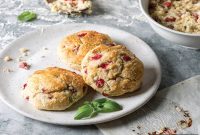 Strawberry and Basil Scones with Lemon Glaze