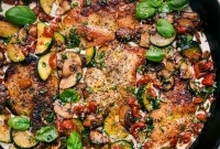 Creamy Chicken and Vegetables Skillet with Garlic Herb Sauce