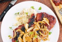 Smoked Pork Steaks with Beer-Braised Onions and Caramelized Flavor