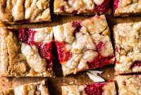 Raspberry White Chocolate Blondies Recipe with Crispy Edges