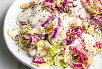 Shredded Brussels Sprouts Salad with Creamy Dairy-Free Dressing