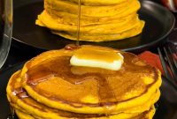 Fluffy Pumpkin Pancakes with Warm Spice Syrup