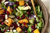 Roasted Butternut Squash Salad with Pomegranate & Grapes