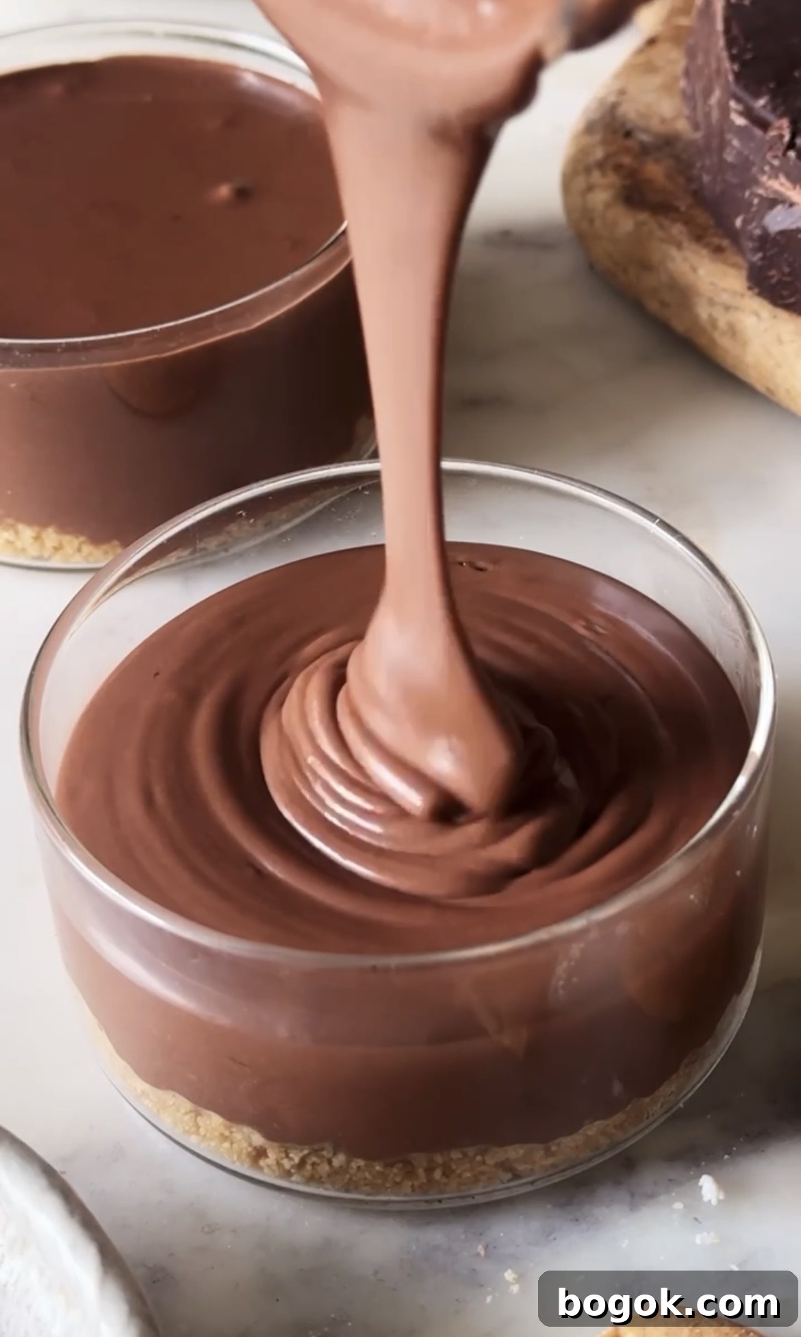 Protein chocolate cheesecake in ramekin