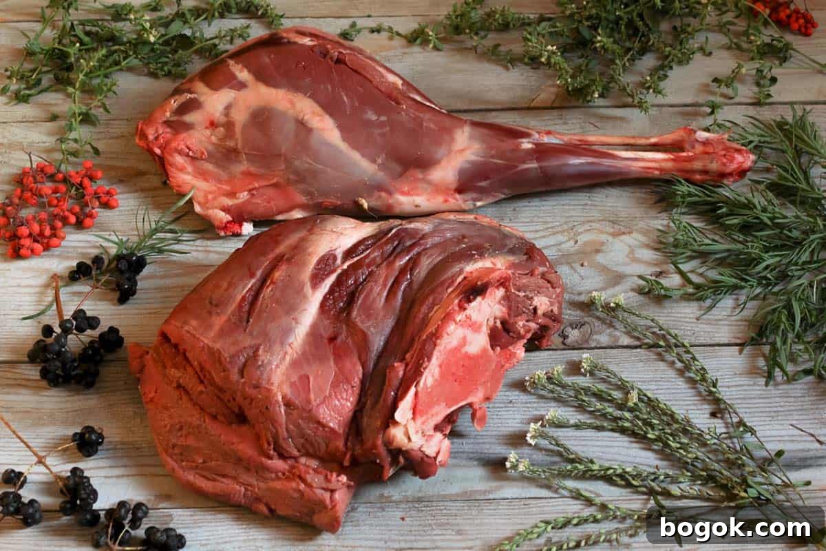 Deer meat on cutting board with spices