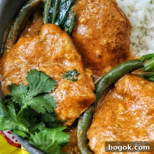 bowl of Filipino chicken kare kare.