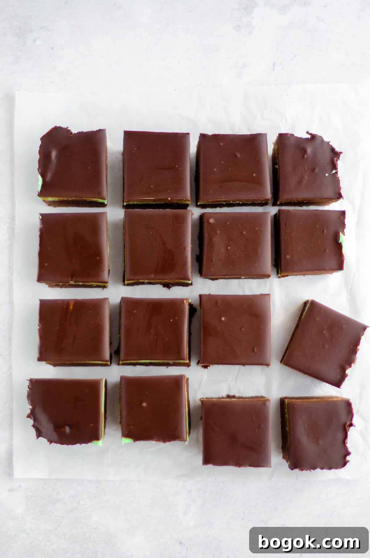 Decadent Mint Chocolate Brownie Recipe for Rich, Fudgy Treats 3 aerial photo of sliced mint chocolate brownies