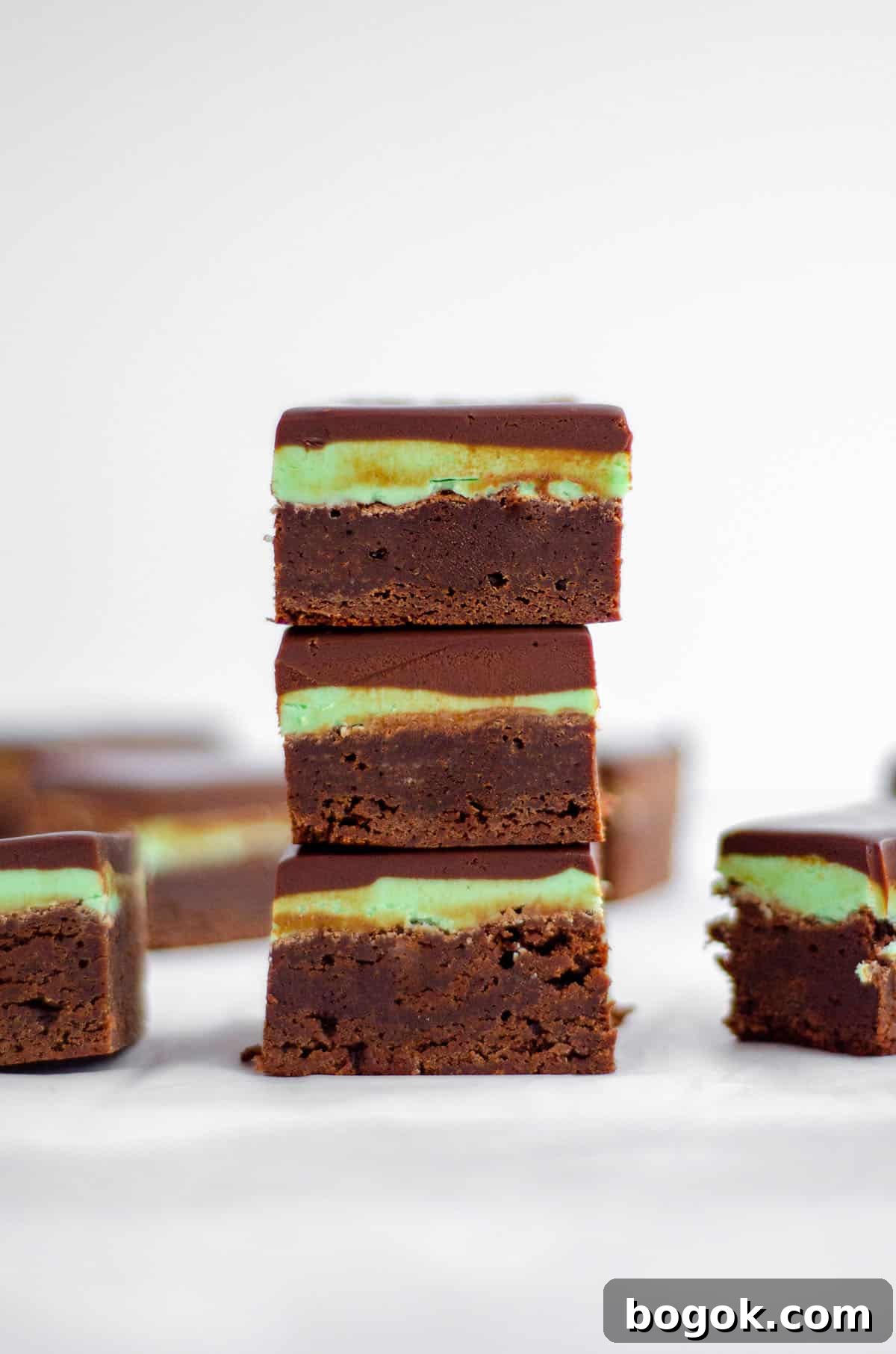 Decadent Mint Chocolate Brownie Recipe for Rich, Fudgy Treats 7 stack of mint chocolate brownies
