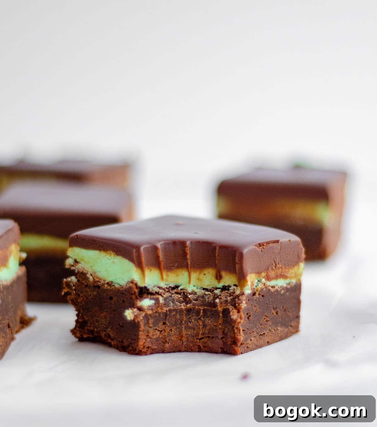 Decadent Mint Chocolate Brownie Recipe for Rich, Fudgy Treats 8 mint chocolate brownie with a bite taken out of it