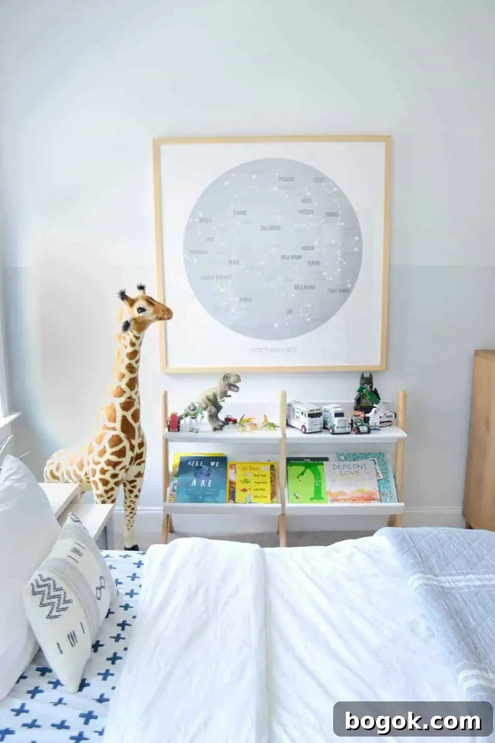 close up of an oversized piece of art in a child's bedroom
