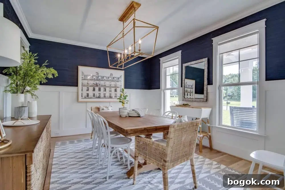  a photo of our entire dining room including the oversized art