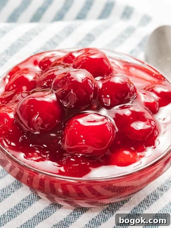 Cherry sauce used for topping desserts like cheesecake.