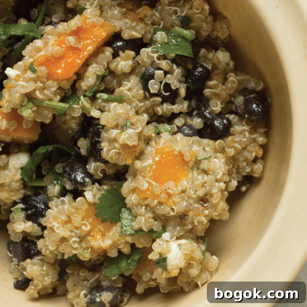 Quinoa, Black Bean, and Roasted Butternut Squash Salad with Feta Cheese