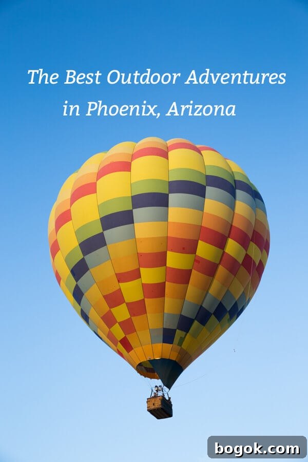 The Best Outdoor Adventures in Phoenix and the surrounding area featuring a hot air balloon ride in the desert, hiking and more!