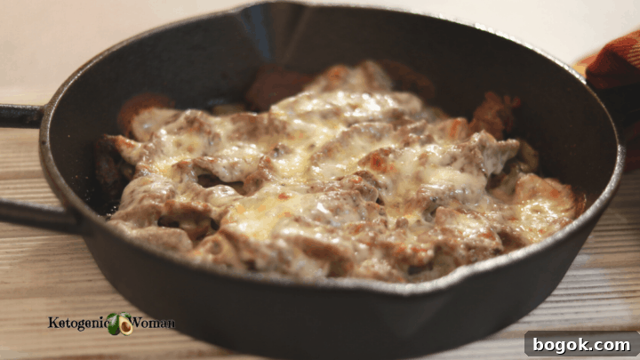 philly cheesesteak in cast iron skillet