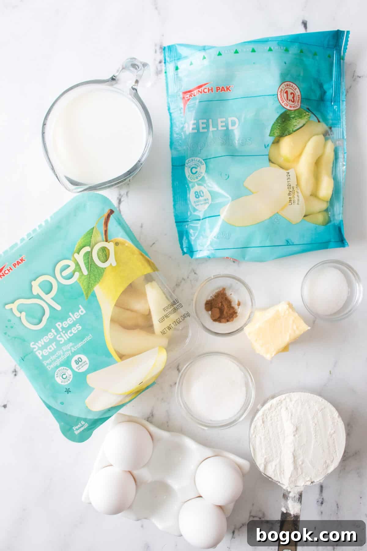 ingredients for apple and pear puff pancake