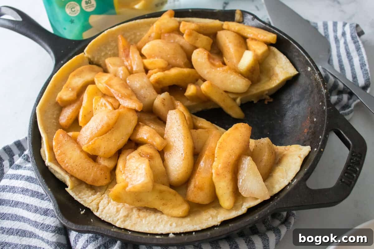 puff pancake topped with pears and apples