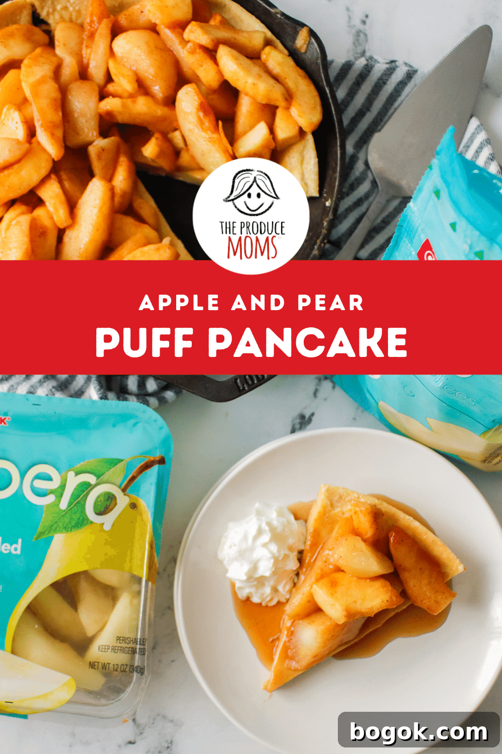 Pinterest Pin Apple and Pear Puff Pancake