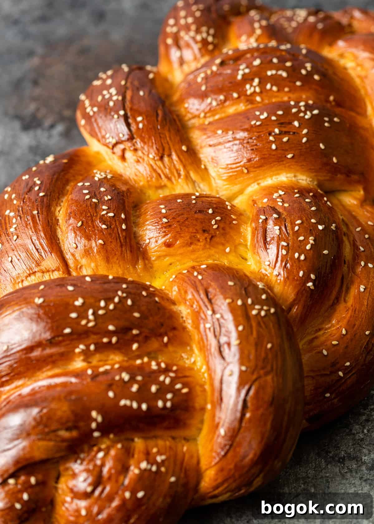 Authentic Challah Recipe: Soft, Braided Jewish Bread Tutorial 23 closeup side view: challah bread tutorial