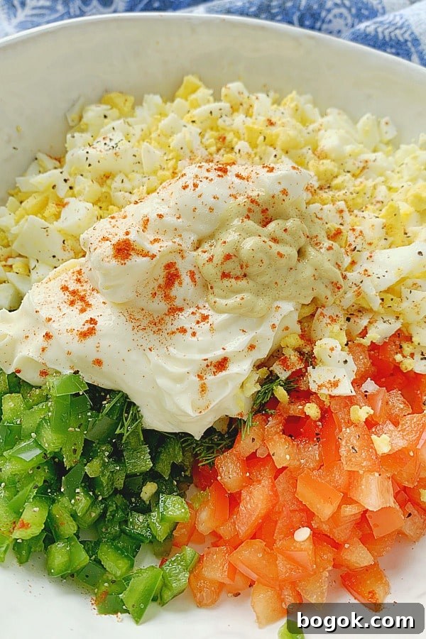 bowl of egg salad for filling gougeres