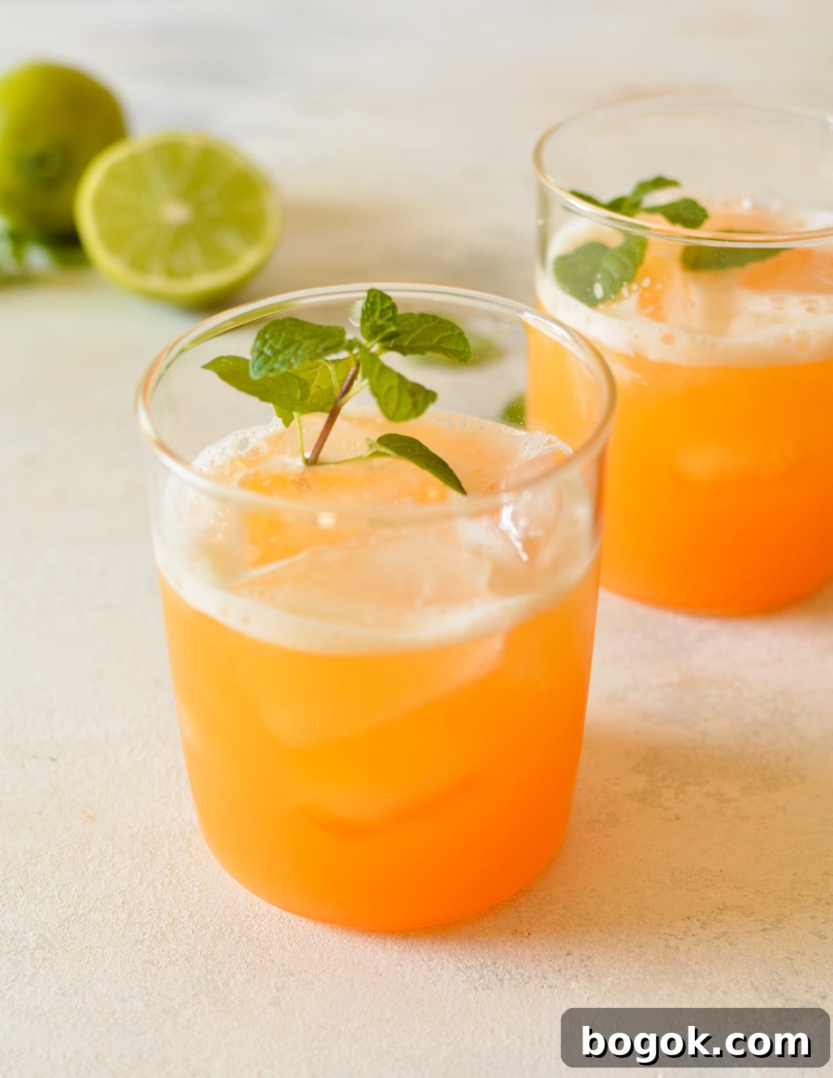 Refreshing Cantaloupe Juice Recipe: Cold, Natural & Delicious 2 two glasses of cantaloupe juice