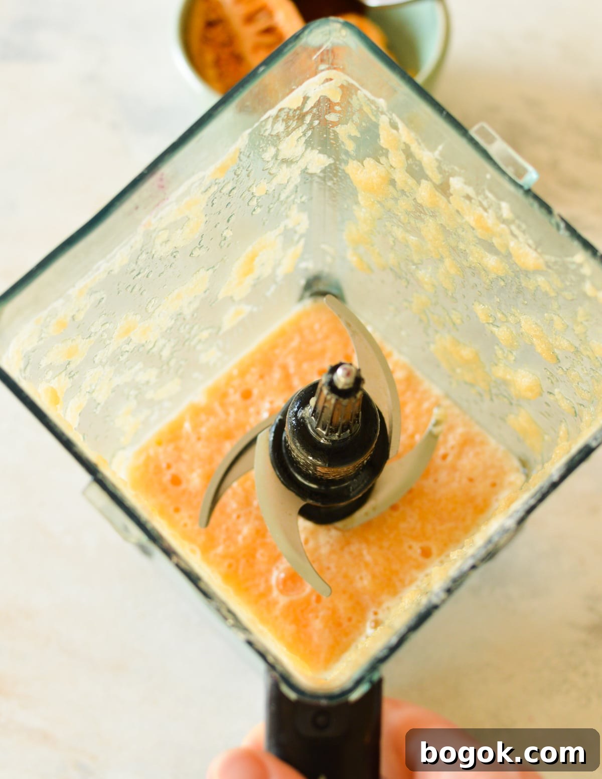 Refreshing Cantaloupe Juice Recipe: Cold, Natural & Delicious 12 a blender full of cantaloupe puree.