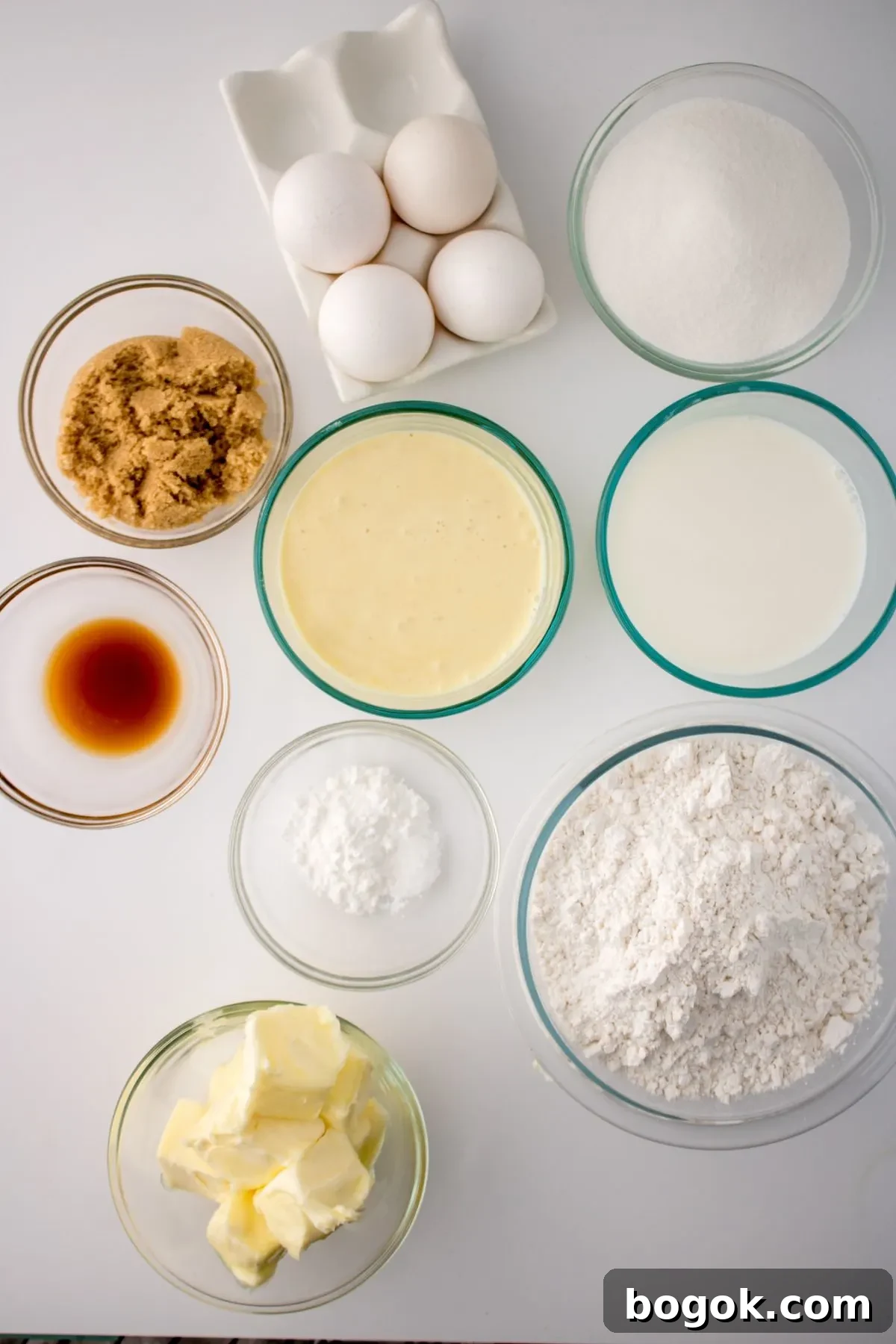 Ingredients needed to make easy eggnog cake.