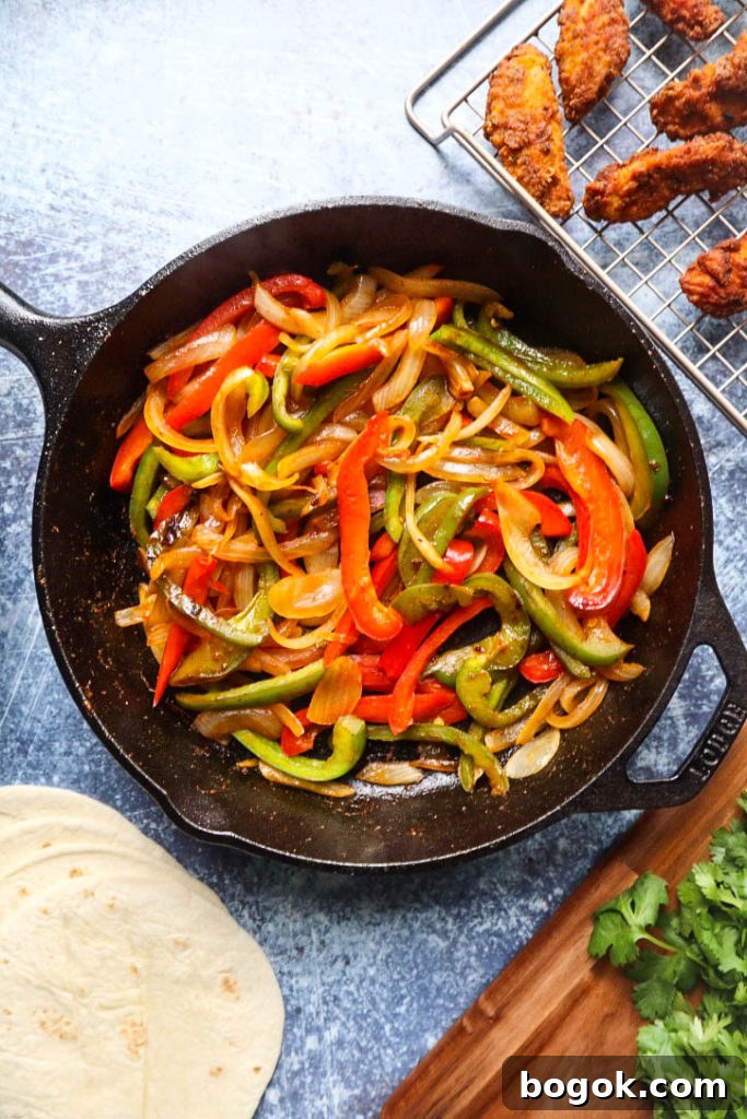 Crispy Chicken Fajitas Recipe with Peppers and Onions 6 Fried chicken resting on rack