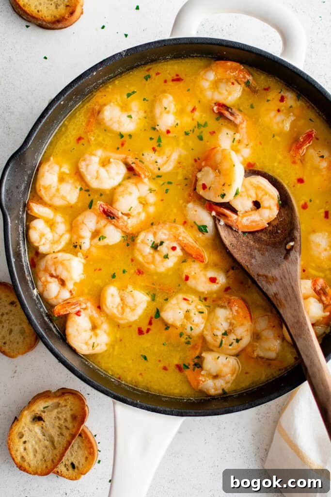 shrimp scampi in a skillet