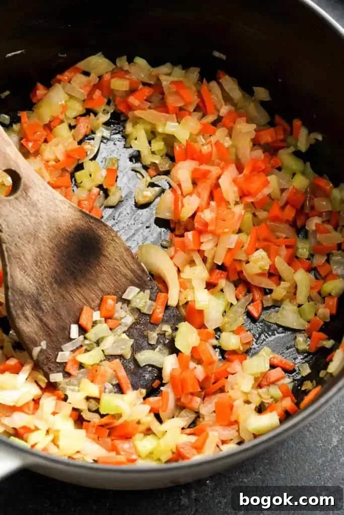 Mirepoix in dutch oven for soup base.