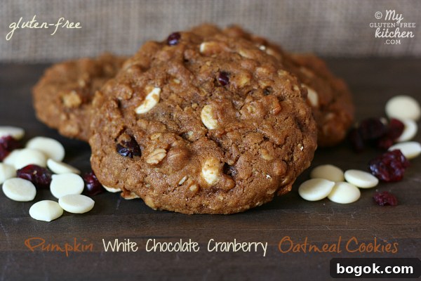 Gluten-free Pumpkin White Chocolate Cranberry Oatmeal Cookies