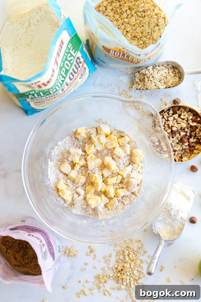 adding butter to crisp topping