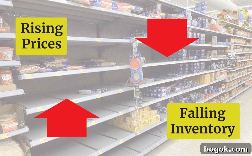 Grocery shelves and pantry items