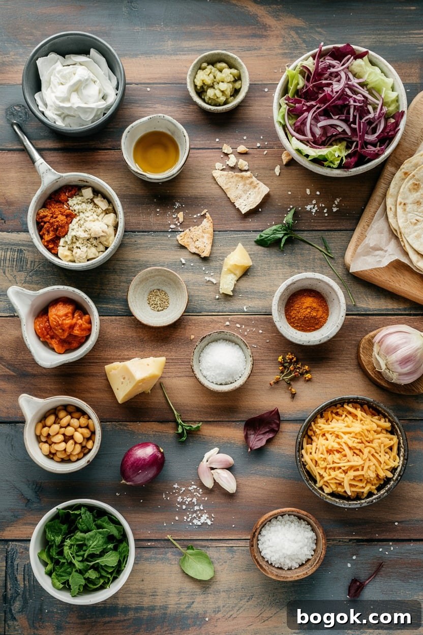 Smashed Bean & Cheese Quesadilla Salad - ingredients
