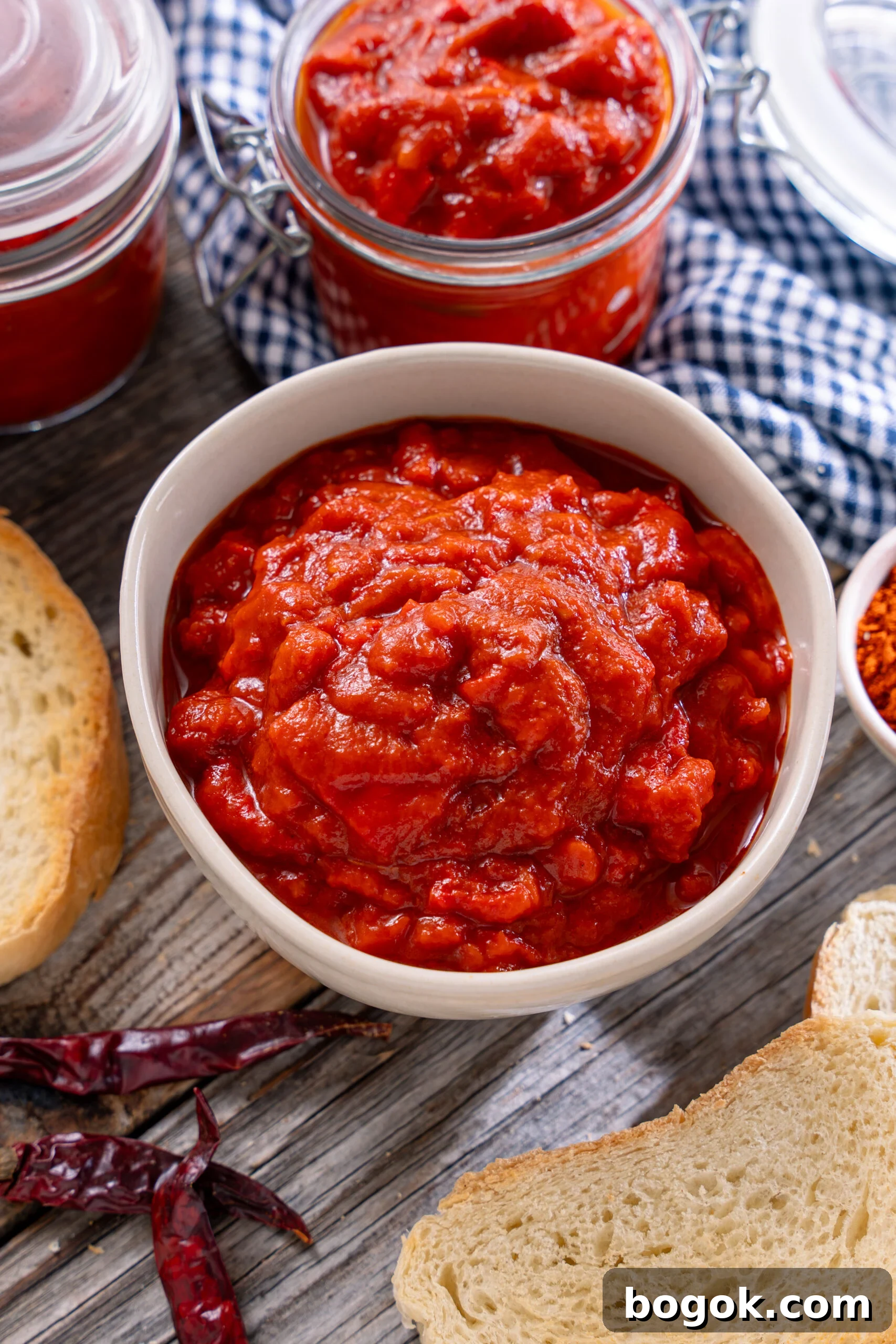 Israeli Matbucha recipe with roasted bell peppers and tomatoes 