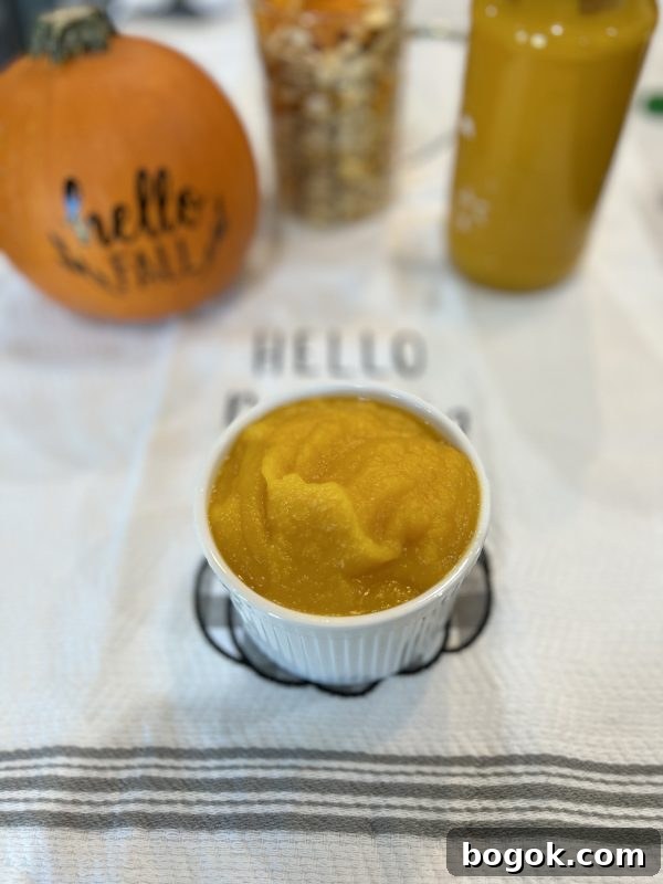 Homemade Pumpkin Puree Homemade Pumpkin Puree with a pumpkin, pumpkin seeds and a jar of Homemade Pumpkin Puree sitting be hind it.