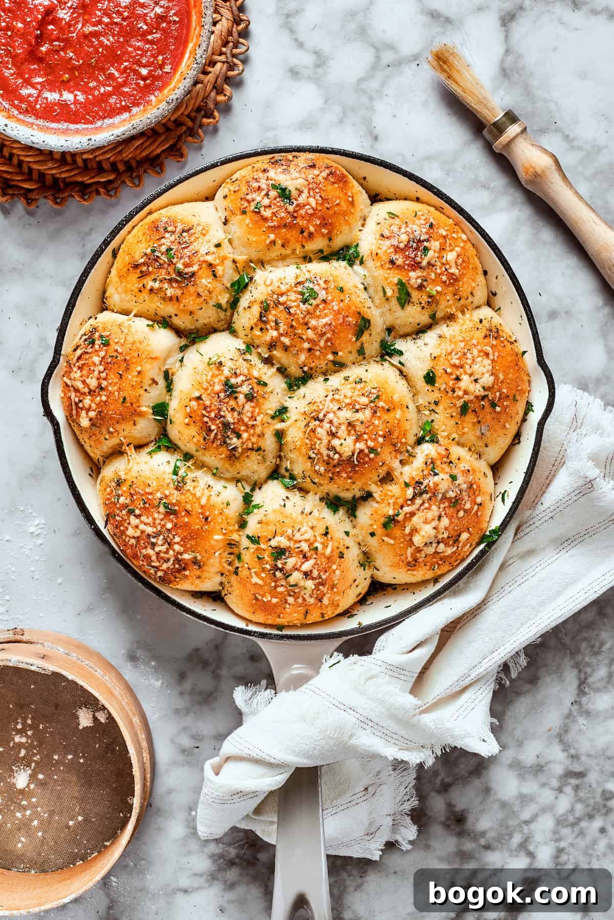 The pizza bites after being baked.