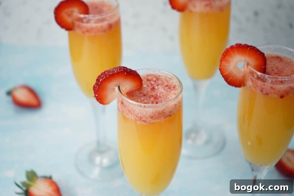 Easter Party Food Ideas and Fun Games for Your Celebration 26 Mimosas with strawberry slice
