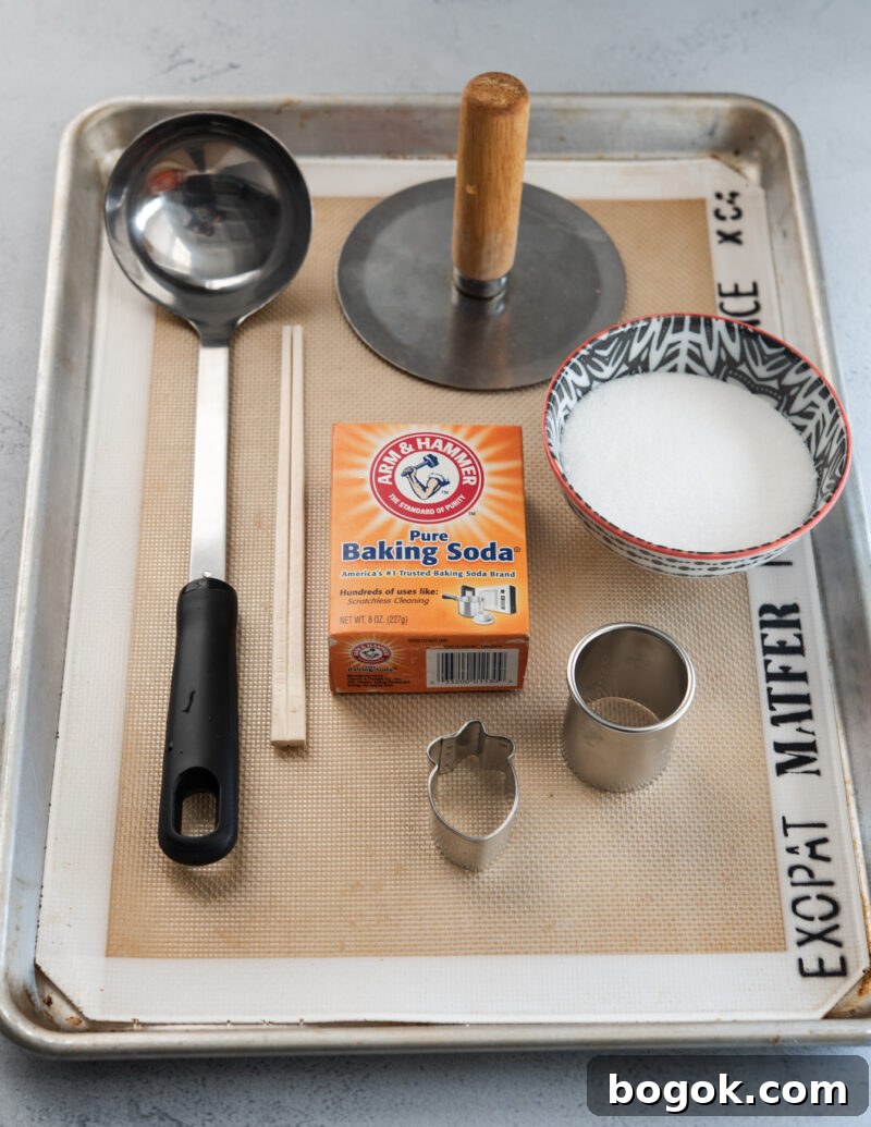 5-Minute Dalgona Candy Recipe: Quick Korean Honeycomb Toffee 5 Home found tool you need to make Korean sugar candy (Dalgona) are shown together.
