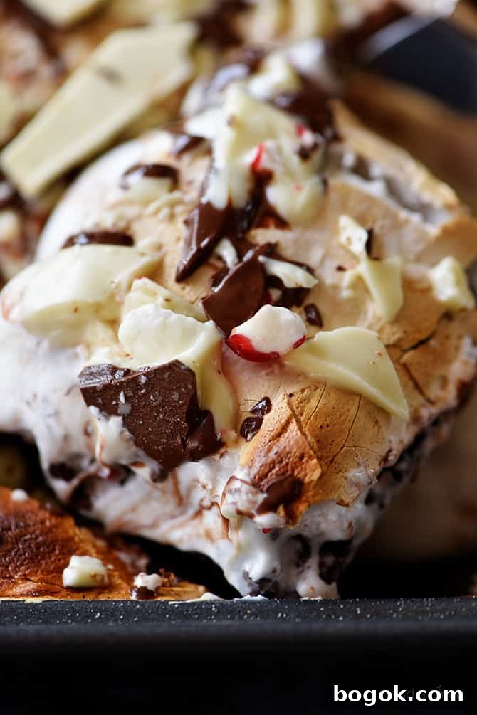 Toasted marshmallow creme on brownies