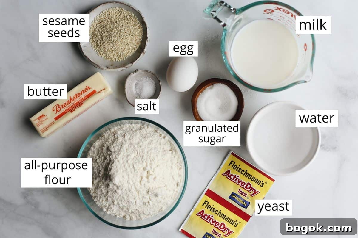 ingredients in this Homemade Hamburger Bun recipe