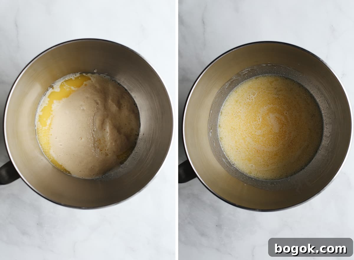 two photos showing How to Make Homemade Hamburger Buns