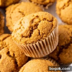 Vegan Pumpkin Muffins: this vegan pumpkin muffin recipe is easy & eggless! The best vegan pumpkin muffins – moist, soft & tender crumb, perfectly spiced. #Vegan #Pumpkin #Muffins #Fall | Recipe at BeamingBaker.com