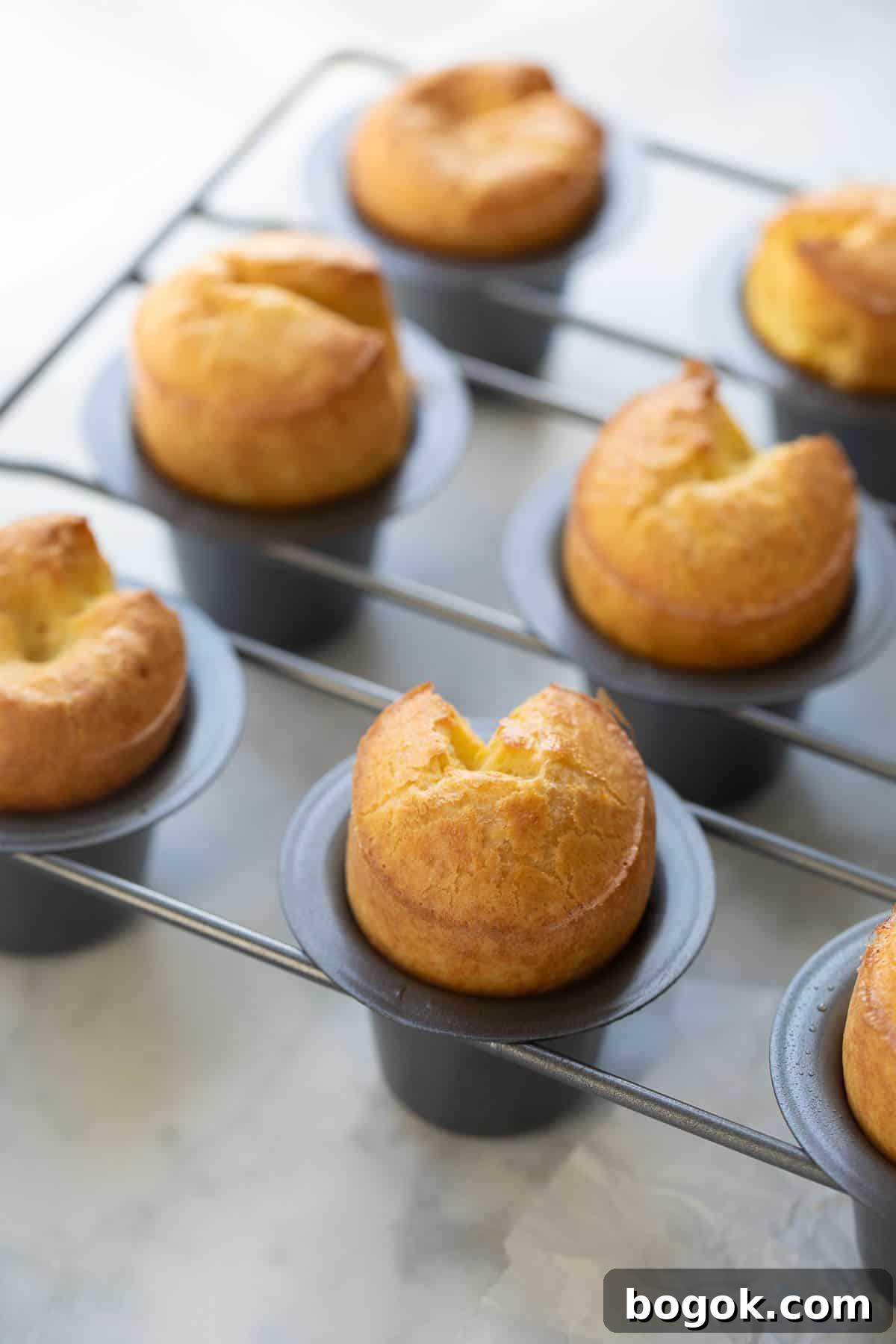 shot of popovers in baked in pan.