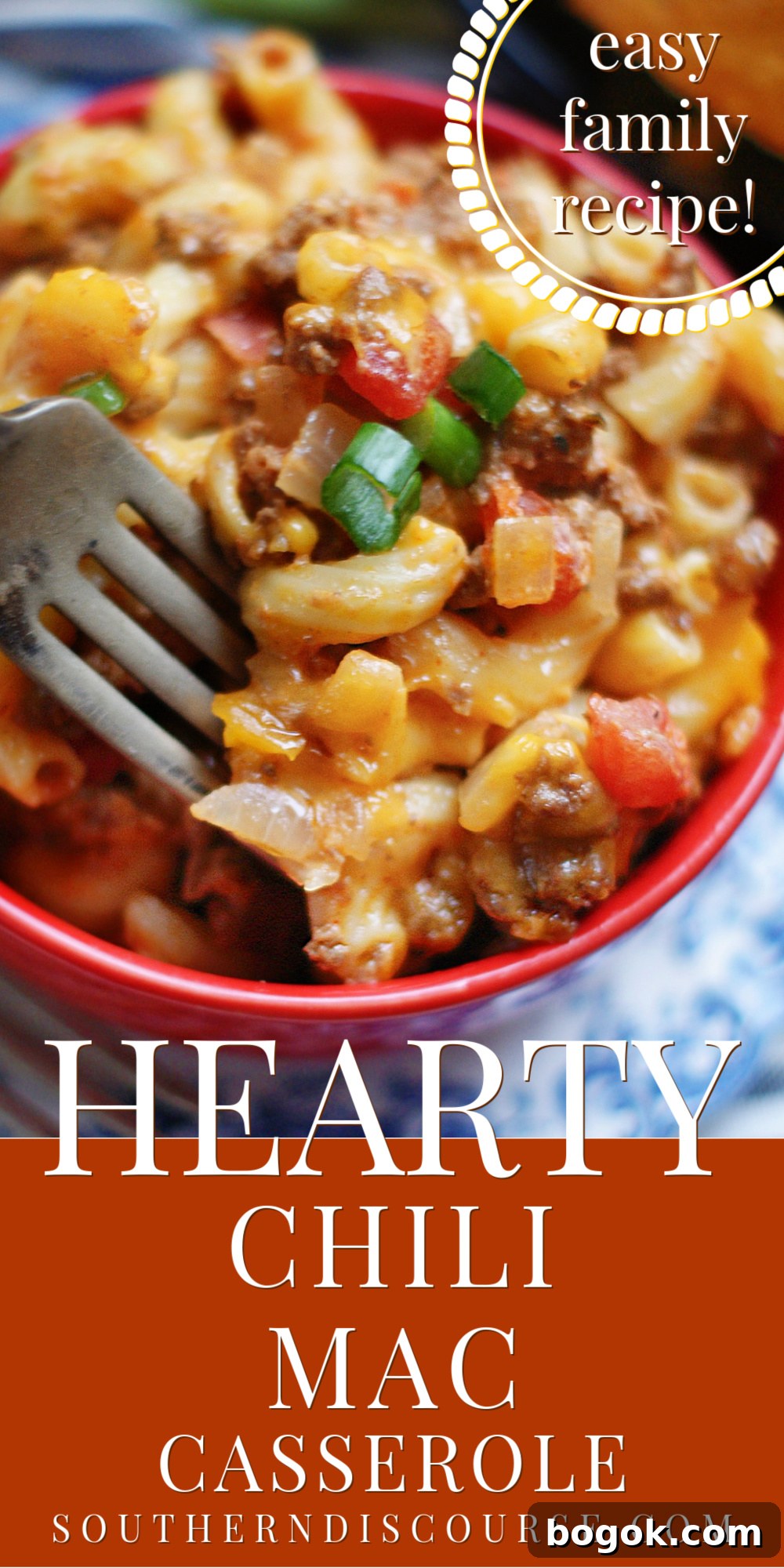 Chili Mac is one of those tried and true comfort meals that always hits the spot!  It brings together 2 classic family favorites-beefy, hearty chili and creamy, melty macaroni and cheese to create the ultimate comfort food casserole- Hearty Chili Mac.