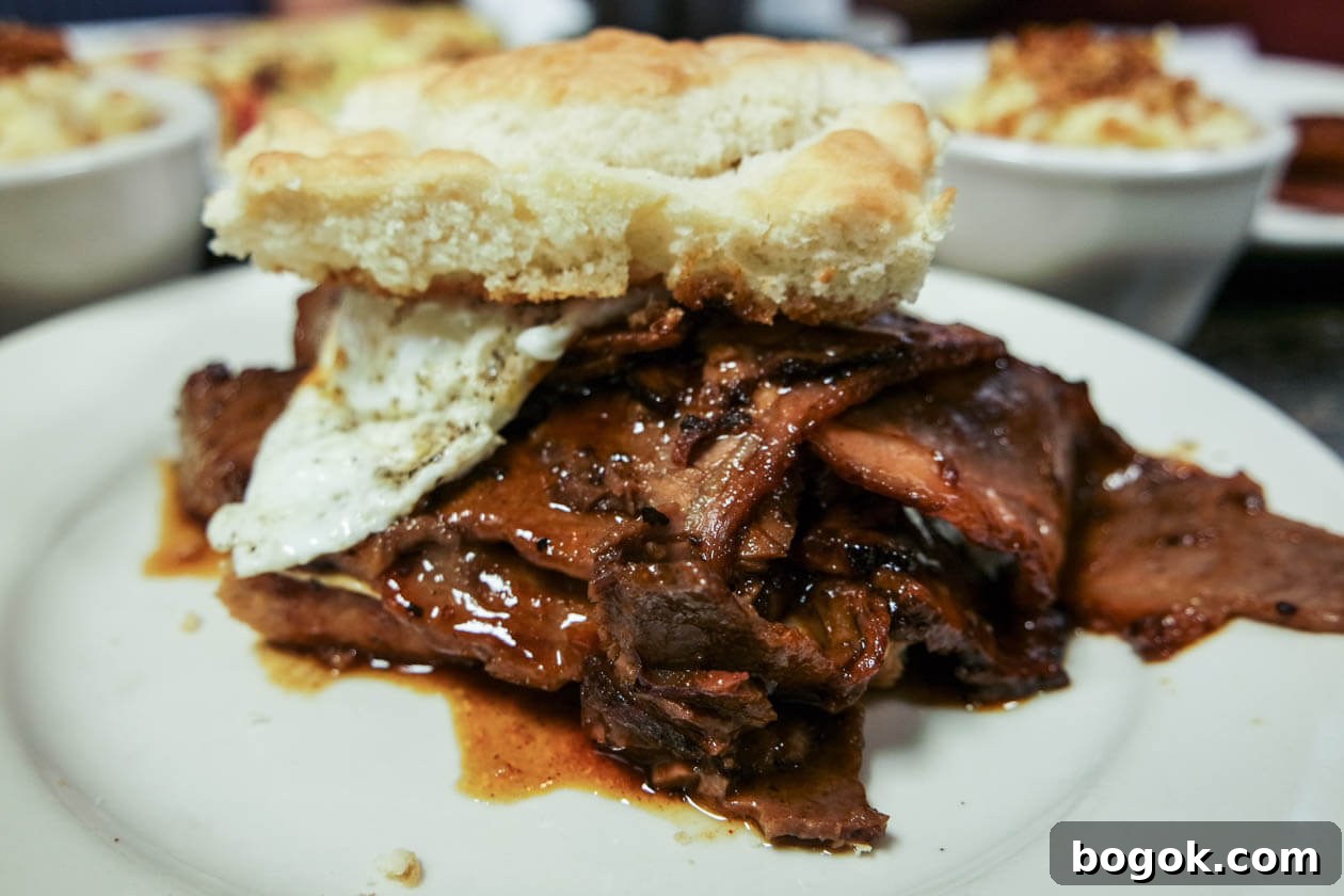 house biscuit, brisket debris country gravy, pickled onions