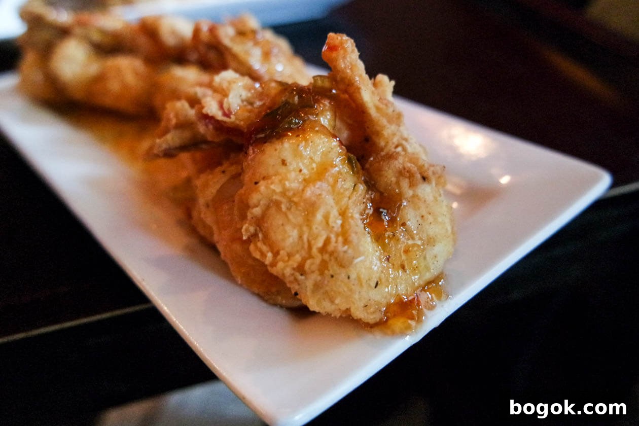 Fried Gulf shrimp with pepper jelly glaze