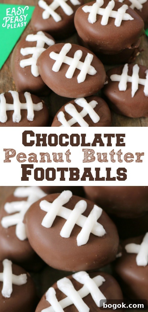 Chocolate Covered Peanut Butter Balls that look like Footballs. Perfect for gameday and tailgating. #peanutbutterballs #football #tailgatingfood #gamedayfood #5ingredients